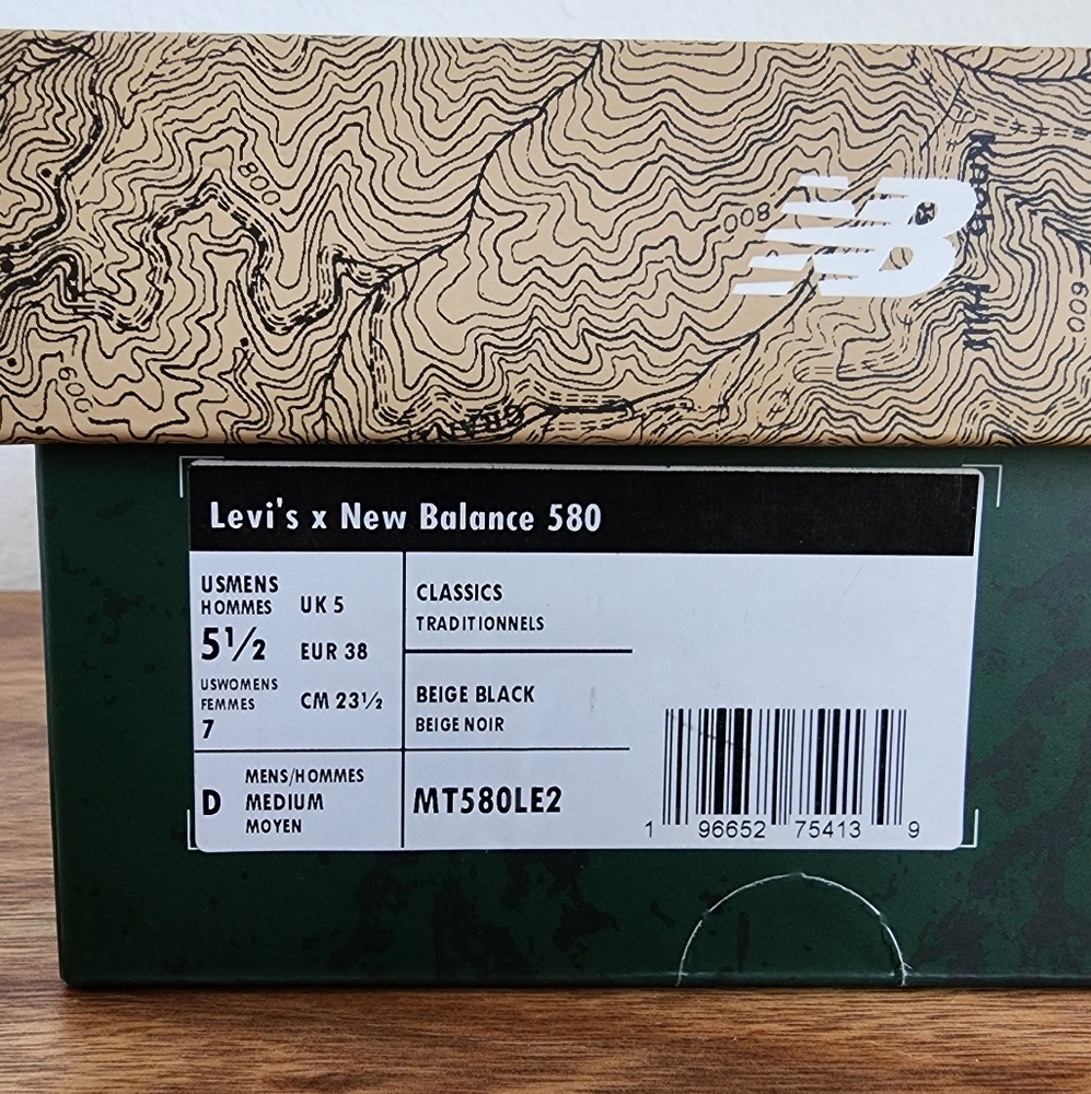 New Balance x Levi's 580 '150th Anniversary' Beige W7 M5.5 - Picture 9 of 9
